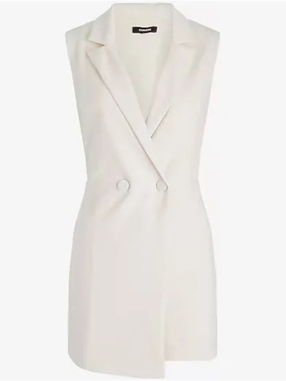 Express Cream Sleeveless Longline Blazer Vest Jumpsuit